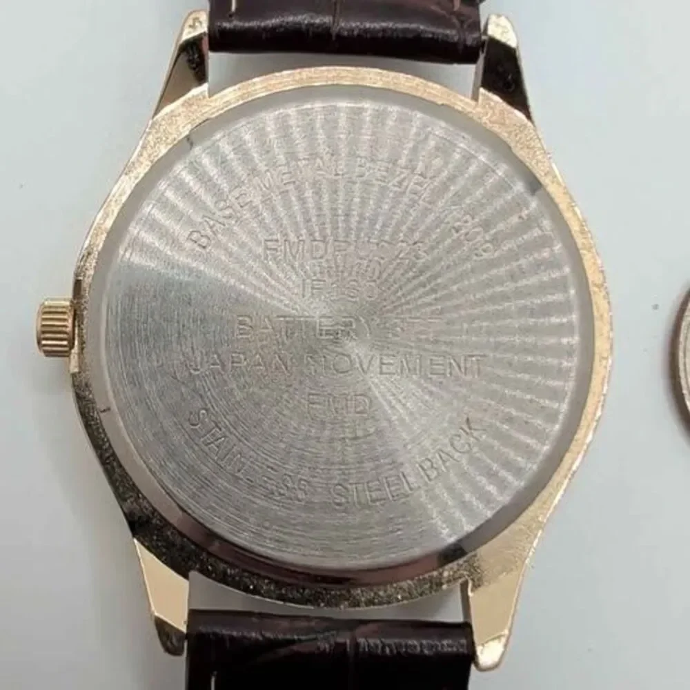 FMD FMDPU023 Watch Gold Tone Brown Dial Croc Leather Strap Japan Movt Working